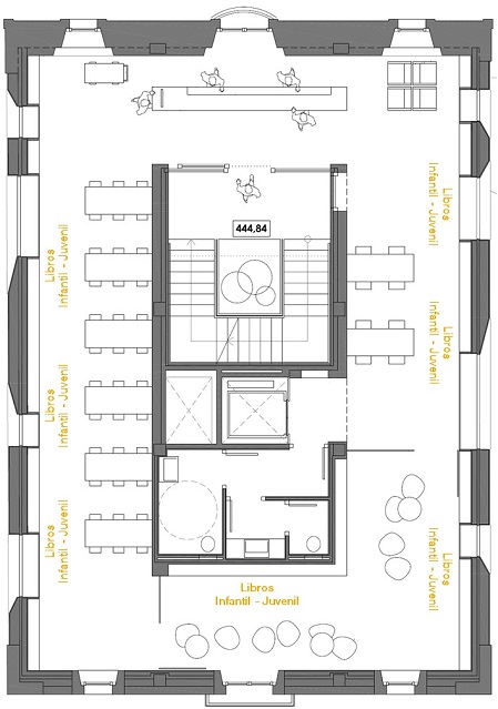 Plano de la primera planta de la biblioteca de Lardero